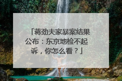 蒋劲夫家暴案结果公布：东京地检不起诉，你怎么看？