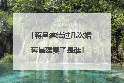蒋昌建结过几次婚蒋昌建妻子是谁