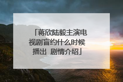 蒋欣陆毅主演电视剧盲约什么时候播出 剧情介绍