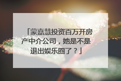 蒙嘉慧投资百万开房产中介公司,她是不是退出娱乐圈了?