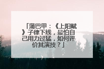 蒲巴甲：《上阳赋》子律下线，最怕自己用力过猛，如何评价其演技？