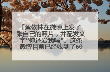 蔡依林在微博上发了一张自己的照片,并配发文字“你还爱我吗”。这条微博目前已经收到了6000余条留言,