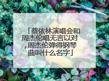 蔡依林演唱会和周杰伦唱无言以对,周杰伦弹得钢琴曲叫什么名字