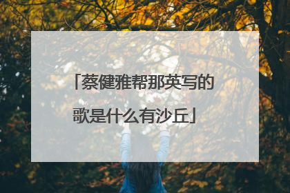 蔡健雅帮那英写的歌是什么有沙丘