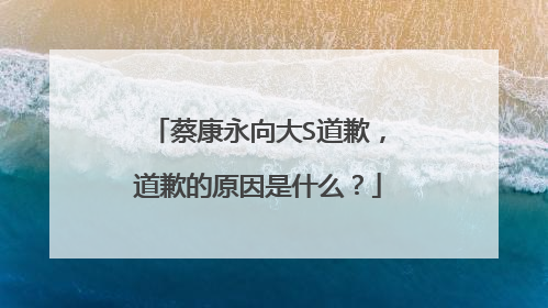 蔡康永向大S道歉，道歉的原因是什么？
