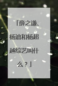 薛之谦、杨迪和杨超越综艺叫什么？