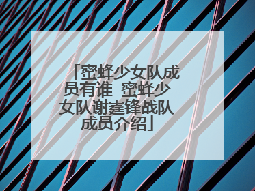 蜜蜂少女队成员有谁 蜜蜂少女队谢霆锋战队成员介绍