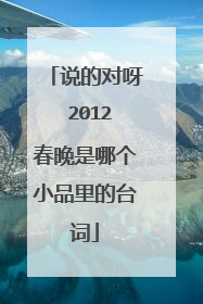 说的对呀 2012春晚是哪个小品里的台词