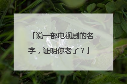 说一部电视剧的名字,证明你老了?