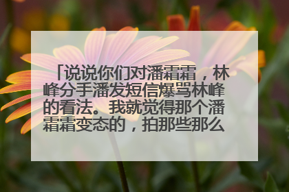 说说你们对潘霜霜,林峰分手潘发短信爆骂林峰的看法。我就觉得那个潘霜霜变态的,拍那些那么恶心的照片。
