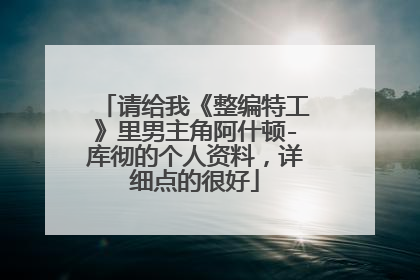 请给我《整编特工》里男主角阿什顿-库彻的个人资料，详细点的很好