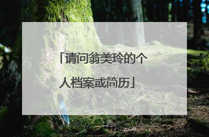 请问翁美玲的个人档案或简历