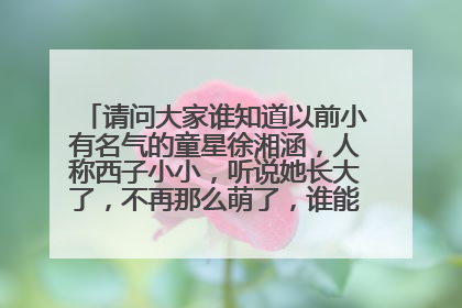 请问大家谁知道以前小有名气的童星徐湘涵,人称西子小小,听说她长大了,不再那么萌了,谁能给我看看她现