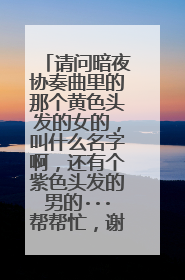 请问暗夜协奏曲里的那个黄色头发的女的,叫什么名字啊,还有个紫色头发的男的···帮帮忙,谢谢!!!