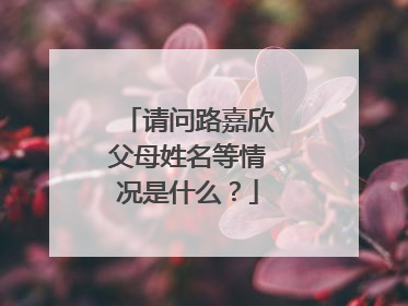 请问路嘉欣父母姓名等情况是什么?
