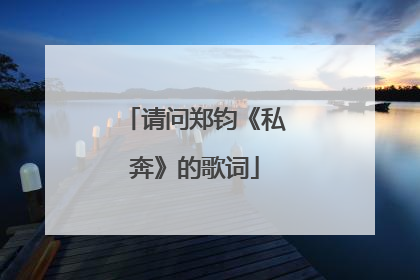 请问郑钧《私奔》的歌词