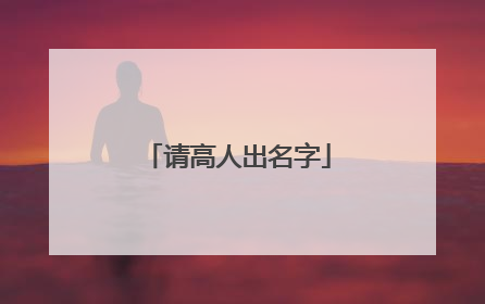 请高人出名字
