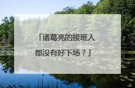 诸葛亮的接班人都没有好下场？