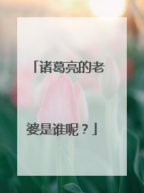 诸葛亮的老婆是谁呢？