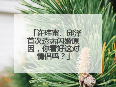 许玮甯、邱泽首次透露闪婚原因，你看好这对情侣吗？