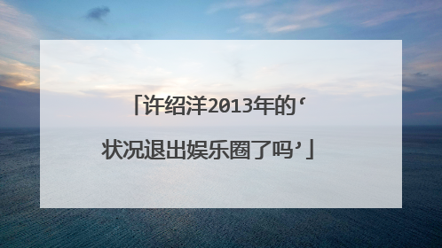 许绍洋2013年的‘状况退出娱乐圈了吗’