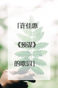 许佳惠《预谋》的歌词