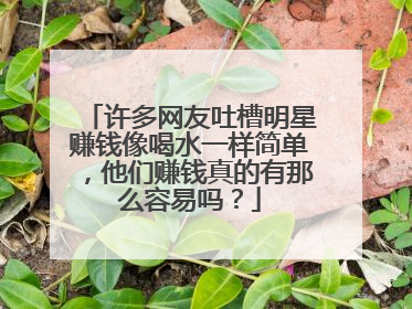 许多网友吐槽明星赚钱像喝水一样简单,他们赚钱真的有那么容易吗?