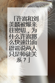 许嵩和刘美麟被爆来往密切,为什么许嵩那么快速出面辟谣说两人只是师徒关系?