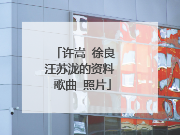 许嵩 徐良 汪苏泷的资料 歌曲 照片