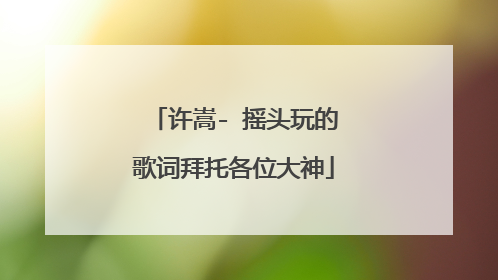 许嵩- 摇头玩的歌词拜托各位大神