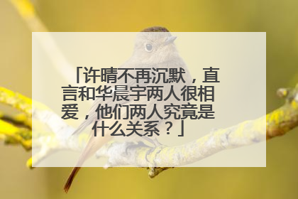 许晴不再沉默，直言和华晨宇两人很相爱，他们两人究竟是什么关系？