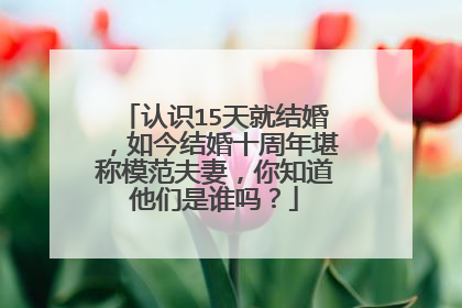 认识15天就结婚,如今结婚十周年堪称模范夫妻,你知道他们是谁吗?