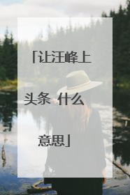 让汪峰上头条 什么意思