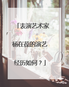 表演艺术家杨在葆的演艺经历如何?