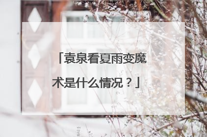 袁泉看夏雨变魔术是什么情况？