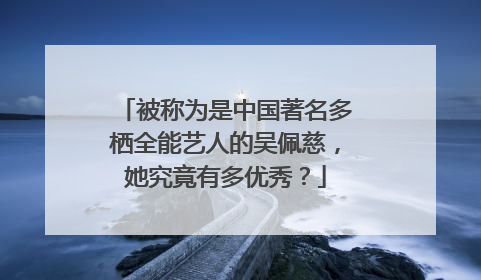 被称为是中国著名多栖全能艺人的吴佩慈，她究竟有多优秀？