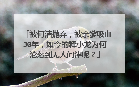 被何洁抛弃,被亲爹吸血30年,如今的释小龙为何沦落到无人问津呢?