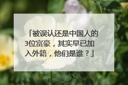 被误认还是中国人的3位富豪,其实早已加入外籍,他们是谁?