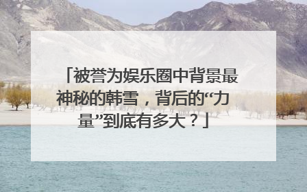 被誉为娱乐圈中背景最神秘的韩雪,背后的“力量”到底有多大?