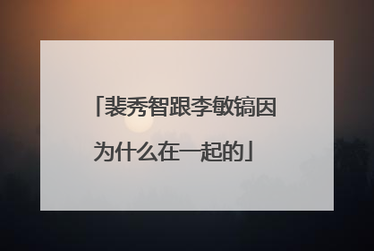 裴秀智跟李敏镐因为什么在一起的