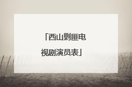 西山剿匪电视剧演员表