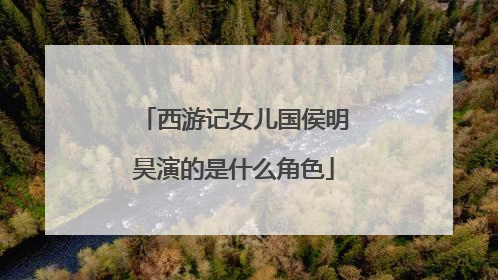 西游记女儿国侯明昊演的是什么角色