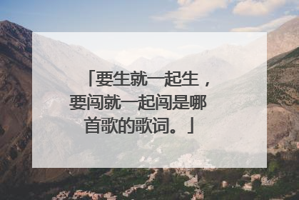 要生就一起生,要闯就一起闯是哪首歌的歌词。