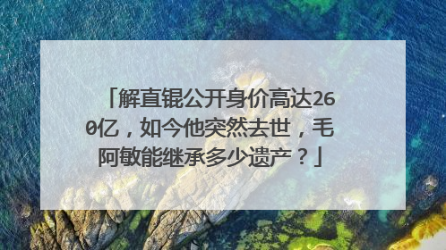 解直锟公开身价高达260亿,如今他突然去世,毛阿敏能继承多少遗产?