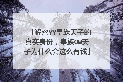 解密YY皇族天子的真实身份，皇族OW天子为什么会这么有钱