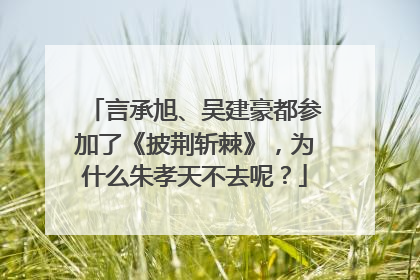 言承旭、吴建豪都参加了《披荆斩棘》，为什么朱孝天不去呢？