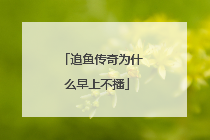 追鱼传奇为什么早上不播