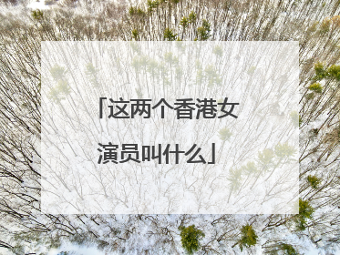 这两个香港女演员叫什么