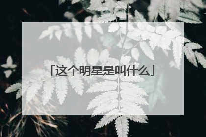 这个明星是叫什么