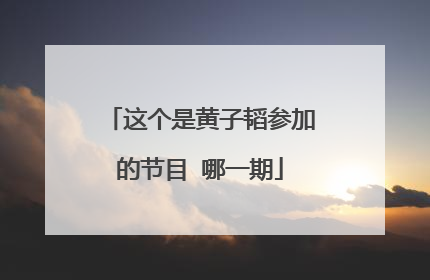 这个是黄子韬参加的节目 哪一期